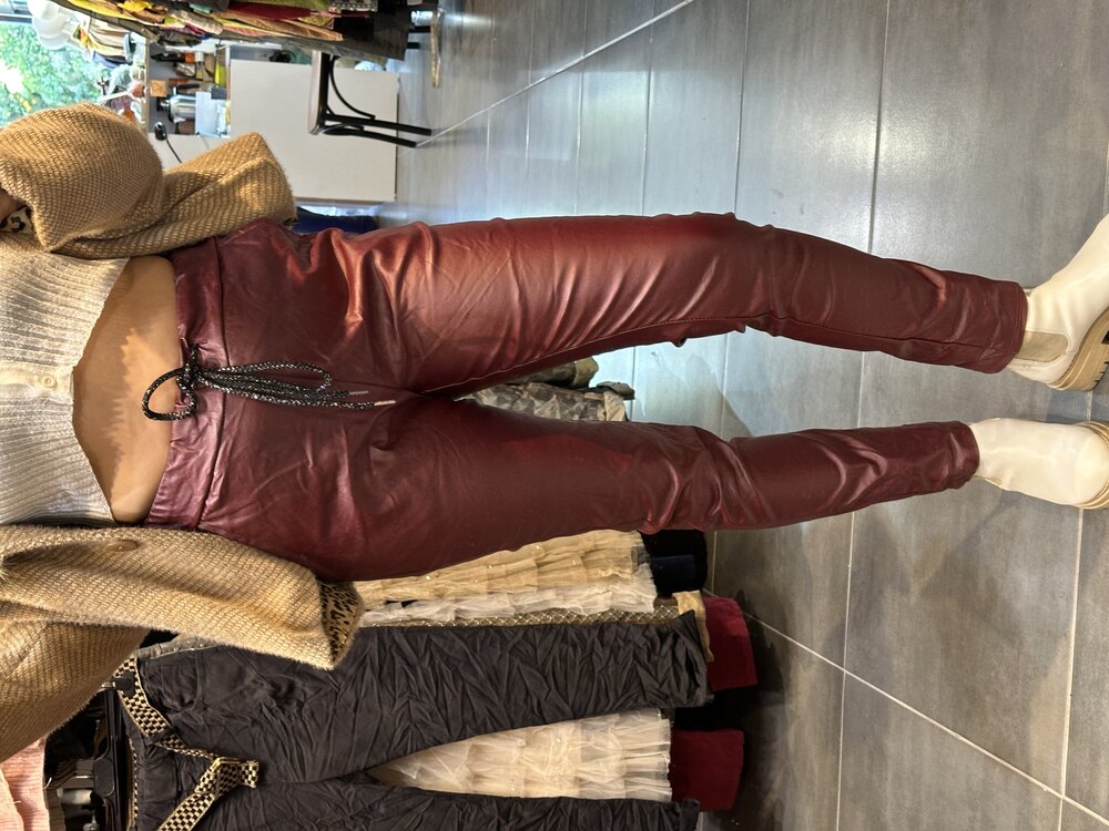 Bordo Deri Pantolon
