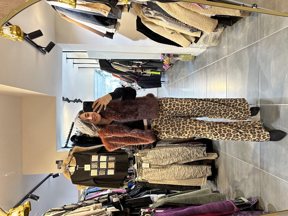 Kadife İtalyan Leopar Pantolon