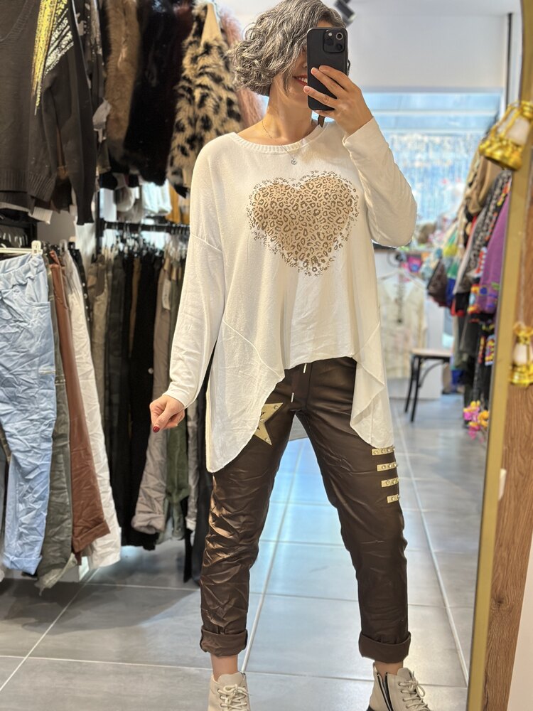 Kalp Detay Oversize Bluz