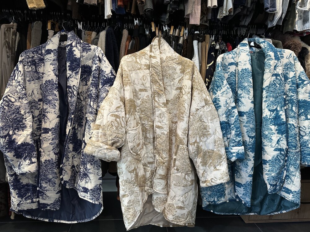 Desenli Oversize Kapitone Ceket