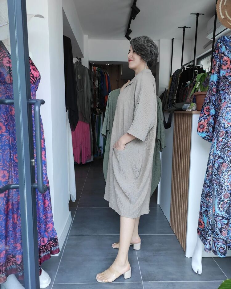 Düz Desen Oversize Elbise