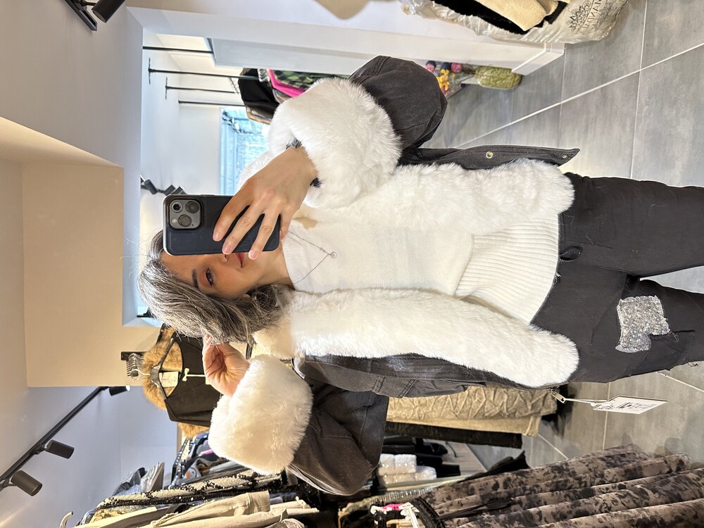 Kürklü Kot içi Peluş Mont Ceket