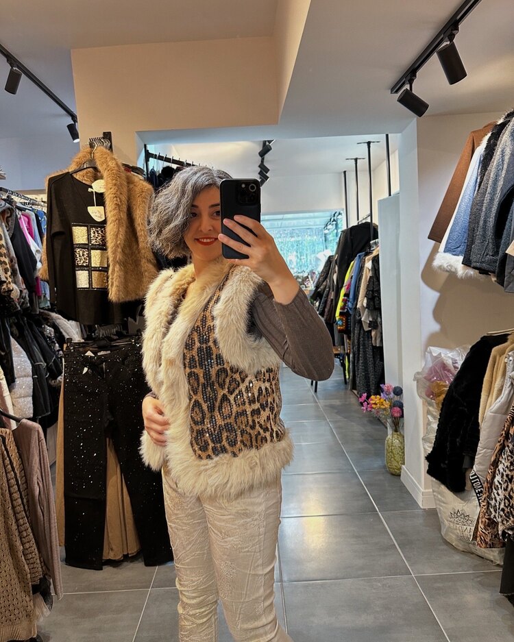 Leopar Kürklü Yelek