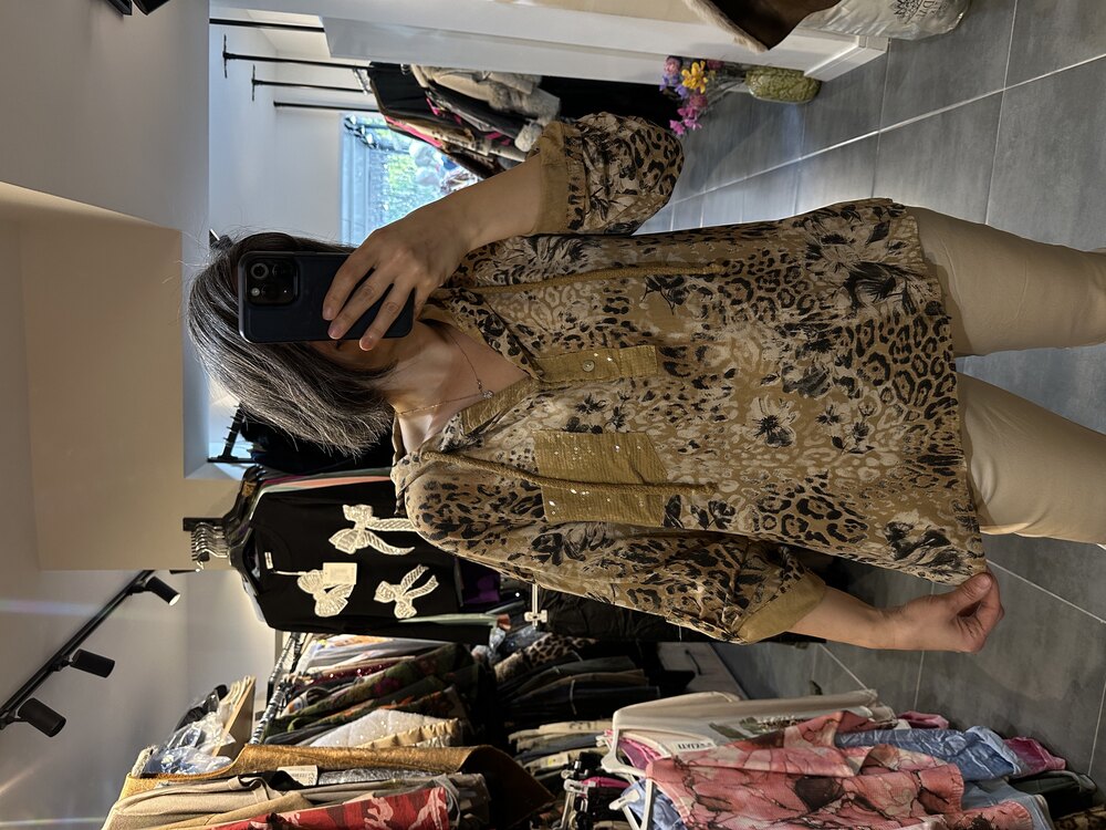 Kapşonlu Viskon Leopar Bluz