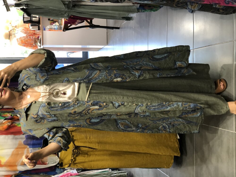 Şal Desen Keten Tunik Elbise