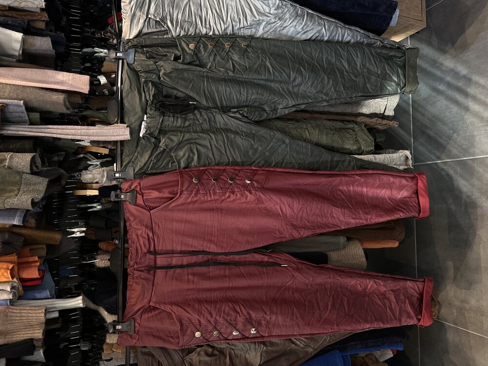 Zımbalı Deri Esnek Pantolon
