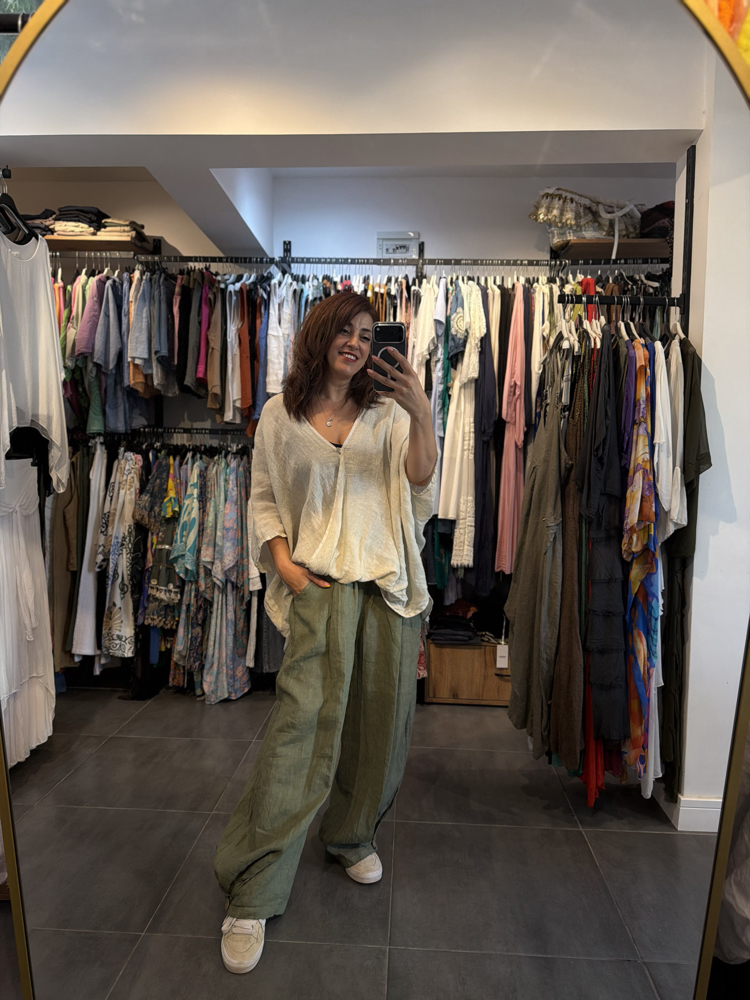 Ithal Keten Oversize Pantolon