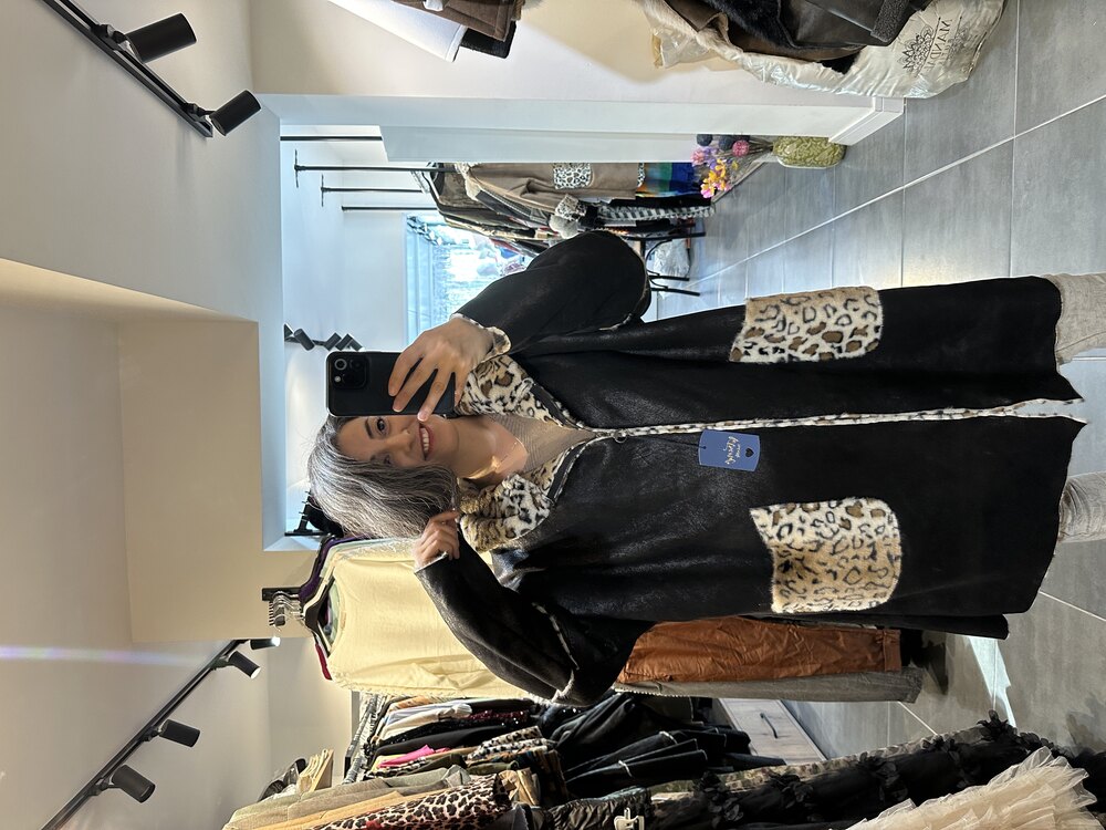 Leopar Desen İçi Peluş Kaban-Kap