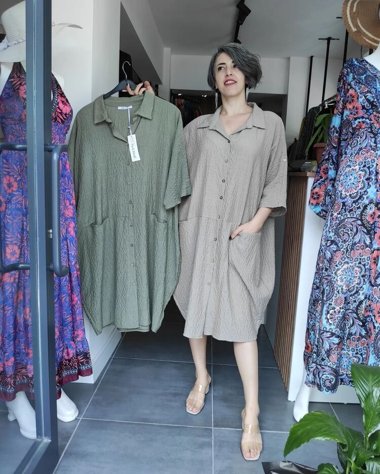 Düz Desen Oversize Elbise