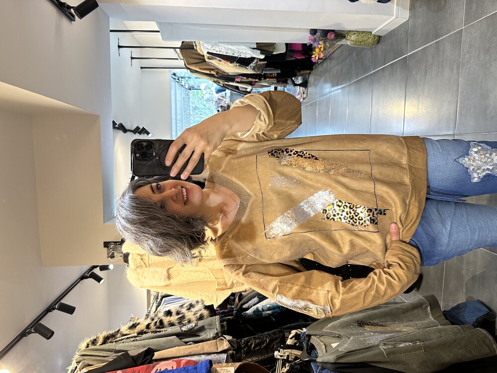 Leopar Detay Sweat Bluz