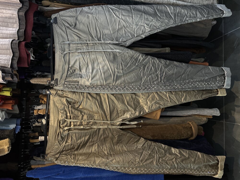 Yanı Taşlı Deri Pantolon