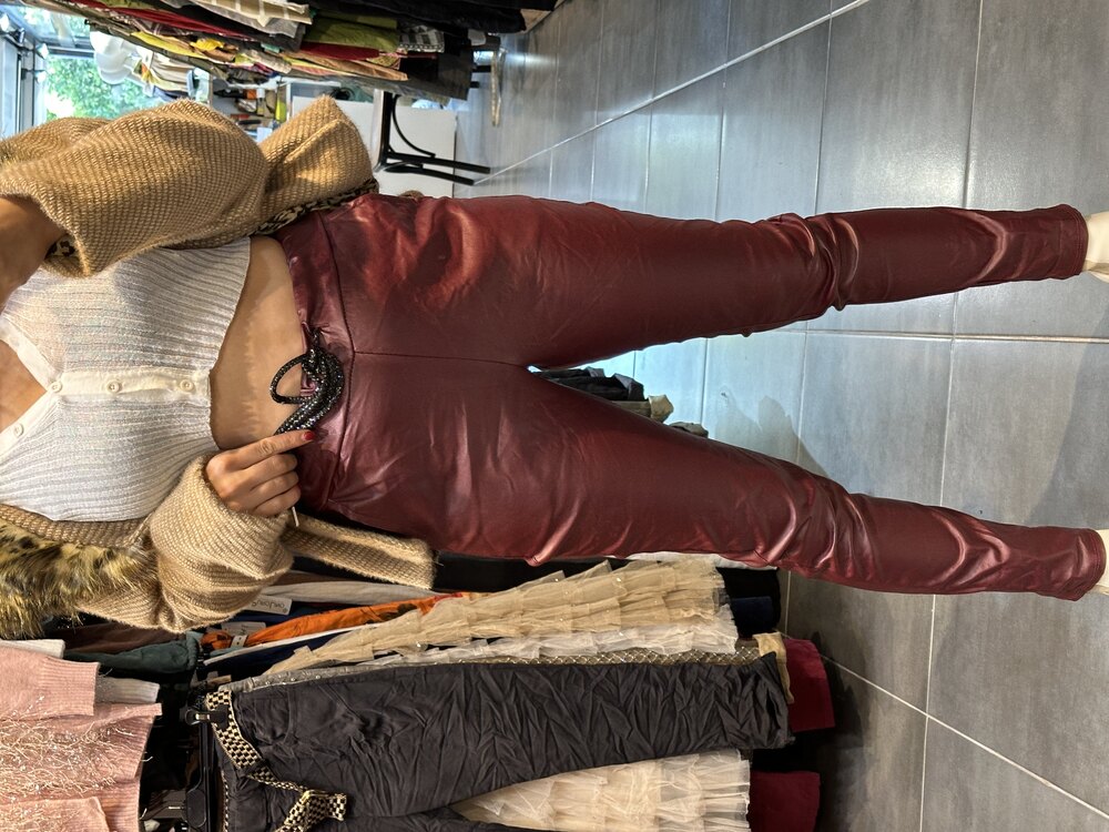 Bordo Deri Pantolon