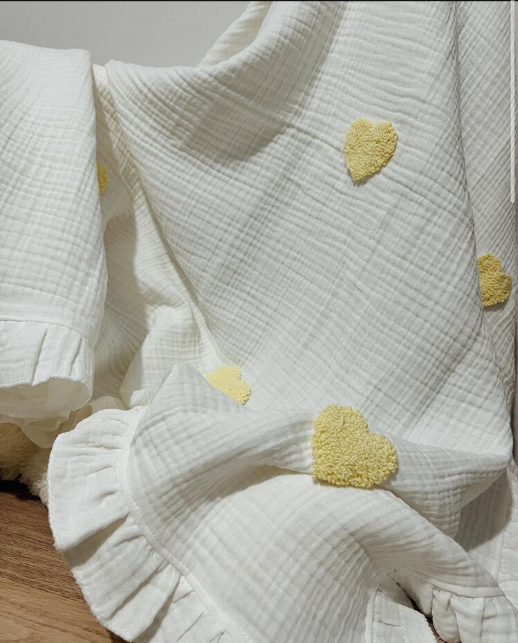 Kalp müslin battaniye