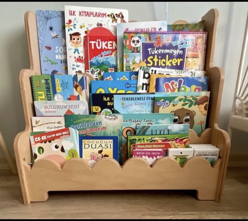 3 bölmeli montessori yer kitaplığı