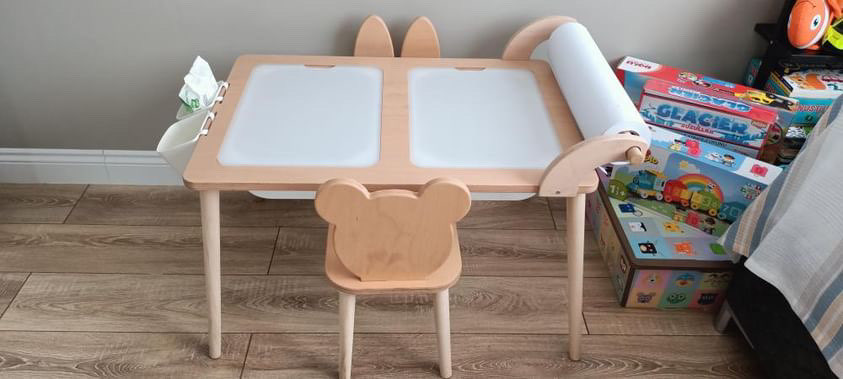 2 sandalyeli rulo aparatlı set (1tavşan +1 ayı)