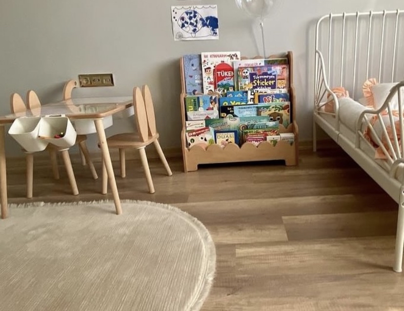 3 bölmeli montessori yer kitaplığı