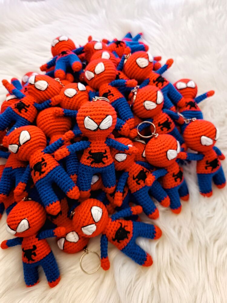 Amigurumi Örgü Örümcek Adam Spider (SPIDER-MAN) Anahtarlık/Çanta Süsü