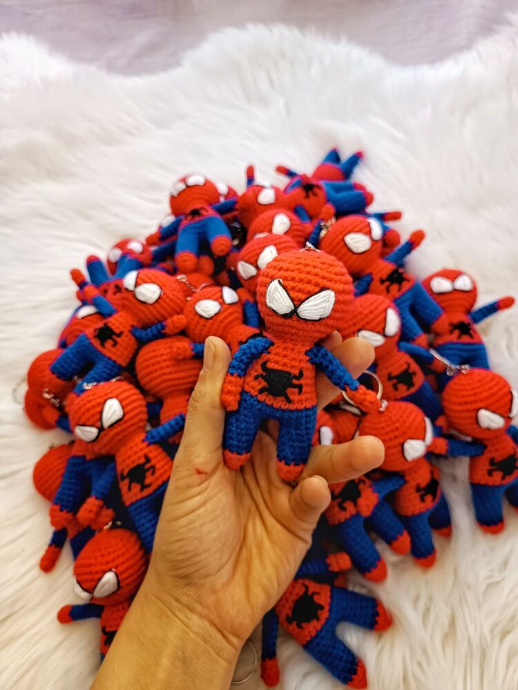 Amigurumi Örgü Örümcek Adam Spider (SPIDER-MAN) Anahtarlık/Çanta Süsü