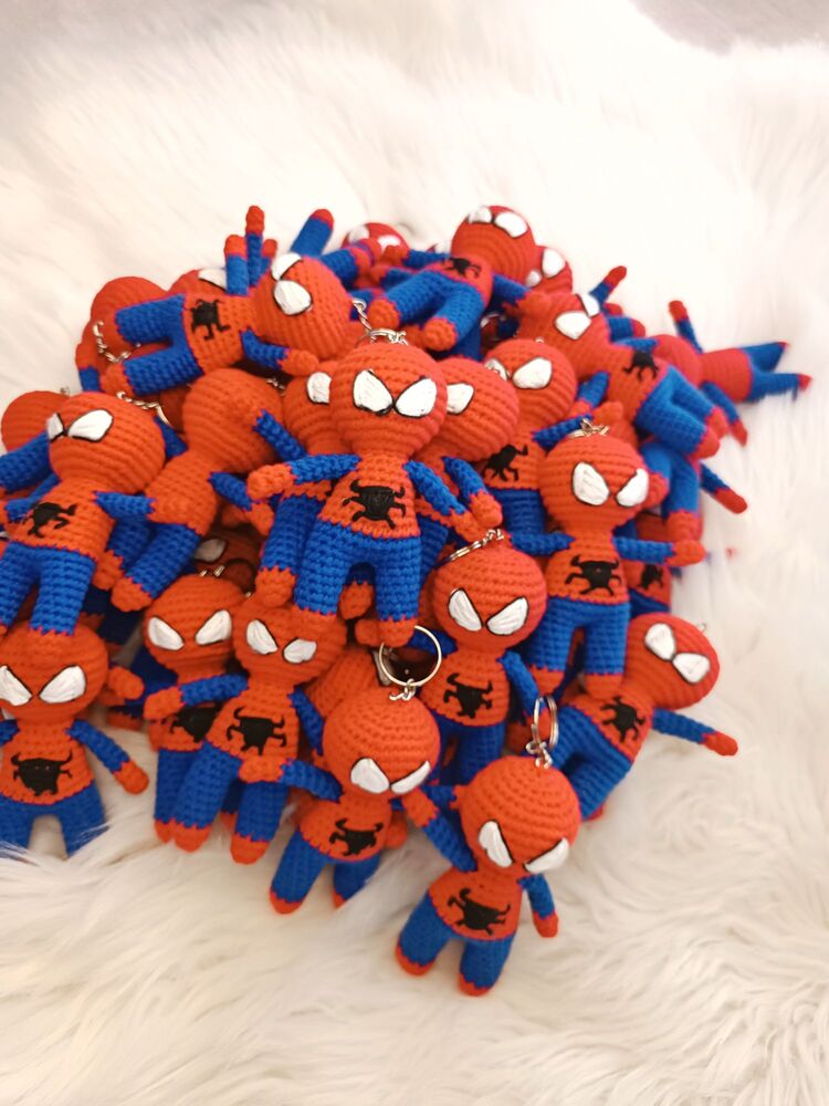 Amigurumi Örgü Örümcek Adam Spider (SPIDER-MAN) Anahtarlık/Çanta Süsü