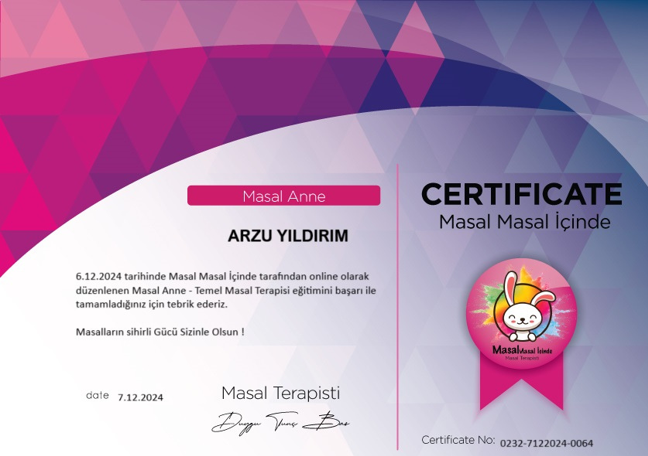Masal Anne Katılım Sertifikası 