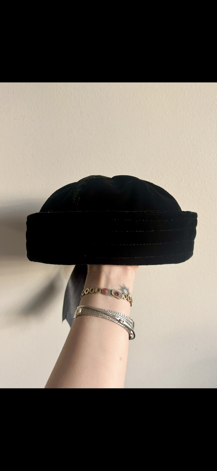 Black Velvet Sailor Hat