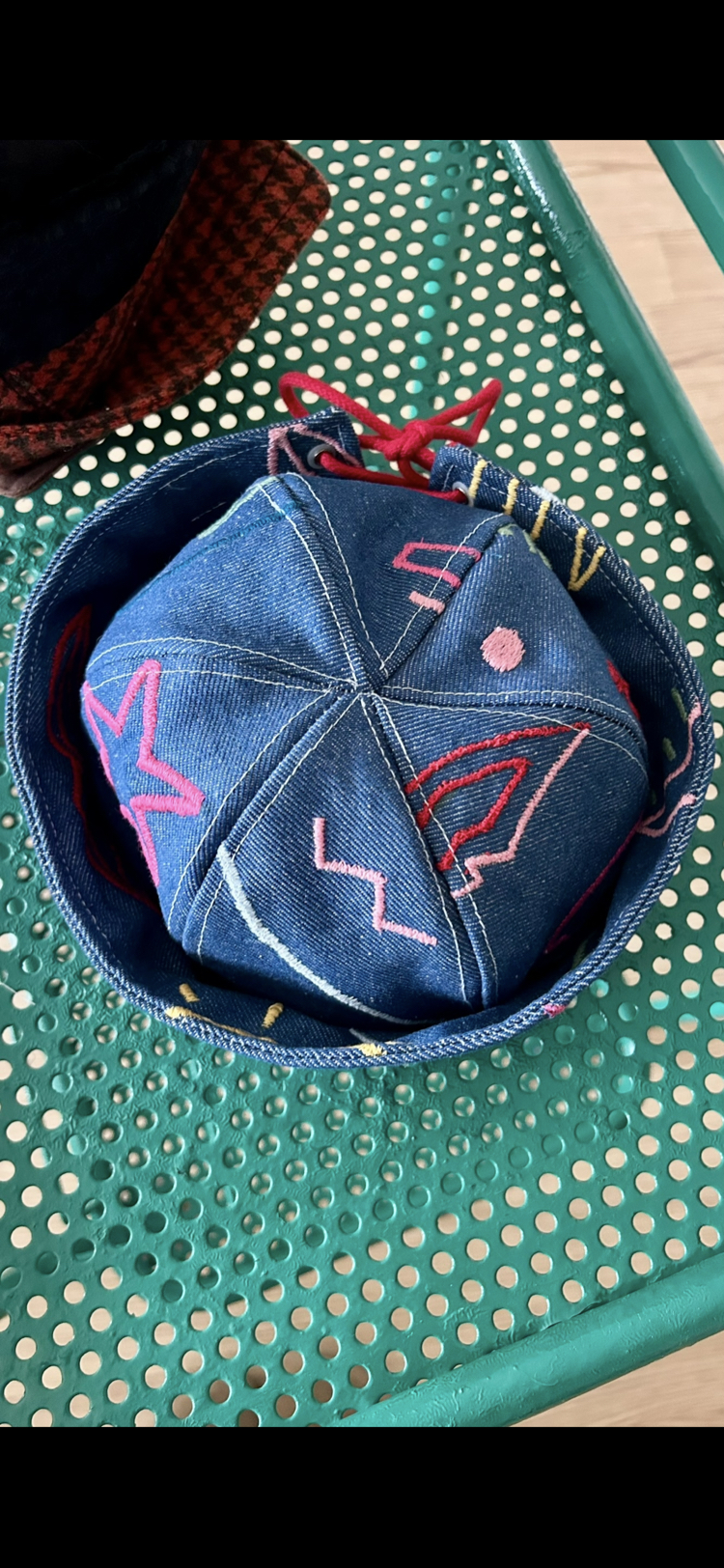 Embroidered Denim Sailor Hat