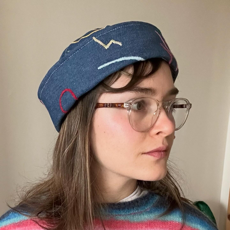 Embroidered Denim Sailor Hat