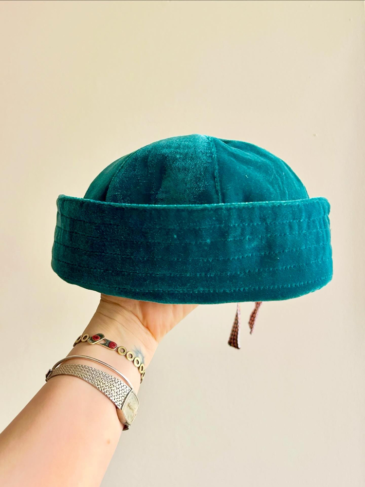 Green Silk Velvet Sailor Hat