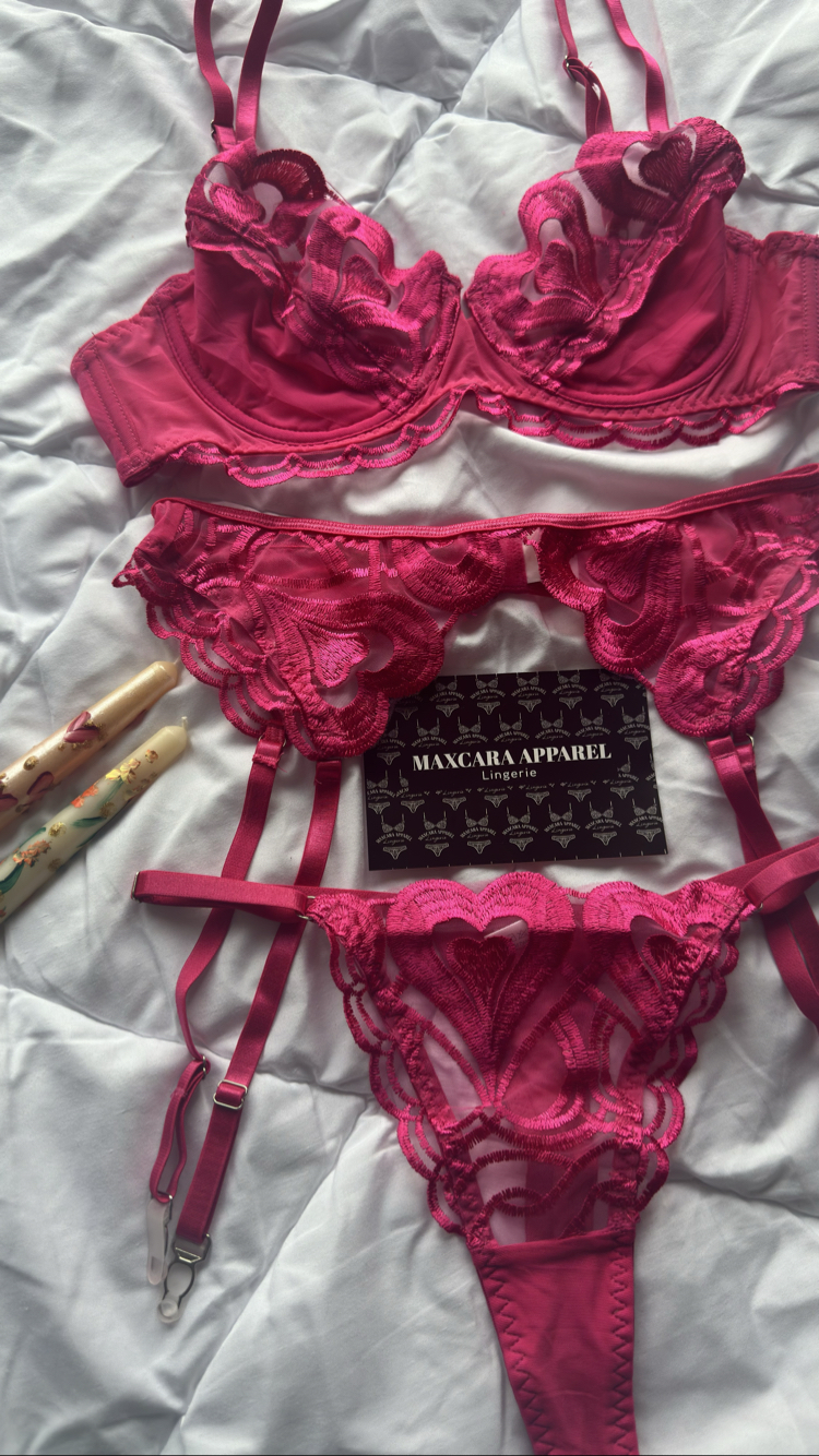 İthal kalp işlemeli Jartiyer set