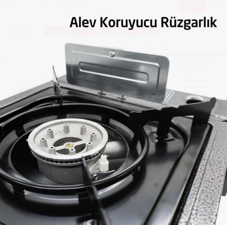 Tekli Portatif Kamp Ocak, Rüzgarlıklı, Ekstra Gaz Girişli