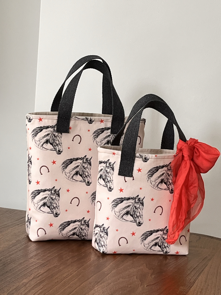 At desenli tote bag 