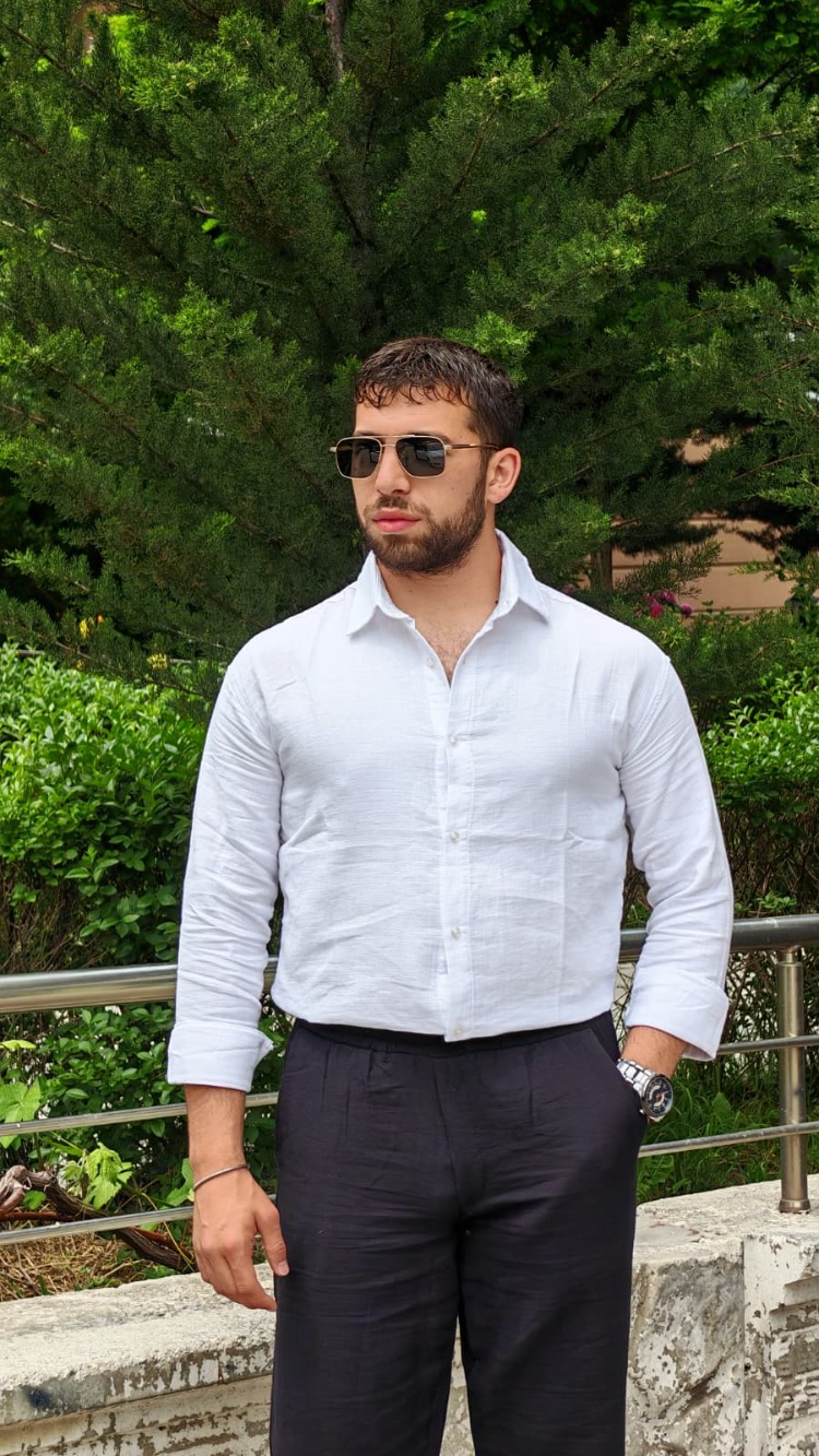 Premium Beyaz Dokulu-Gömlek