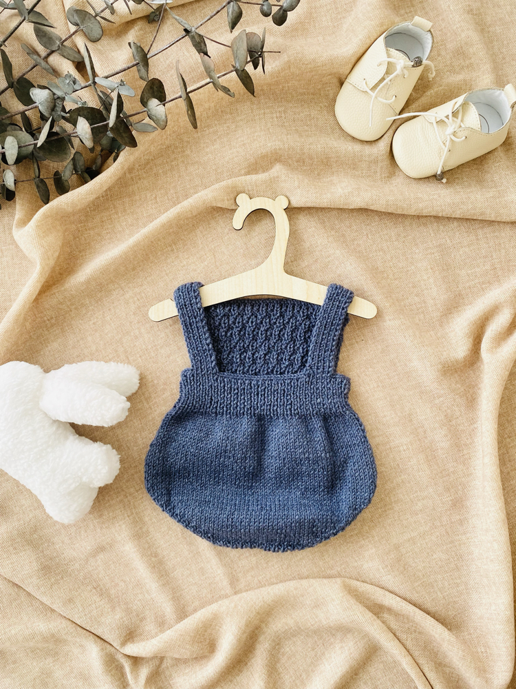 Cove Koleksiyonu Denim Mavisi El Örgüsü Bebek Salopet
