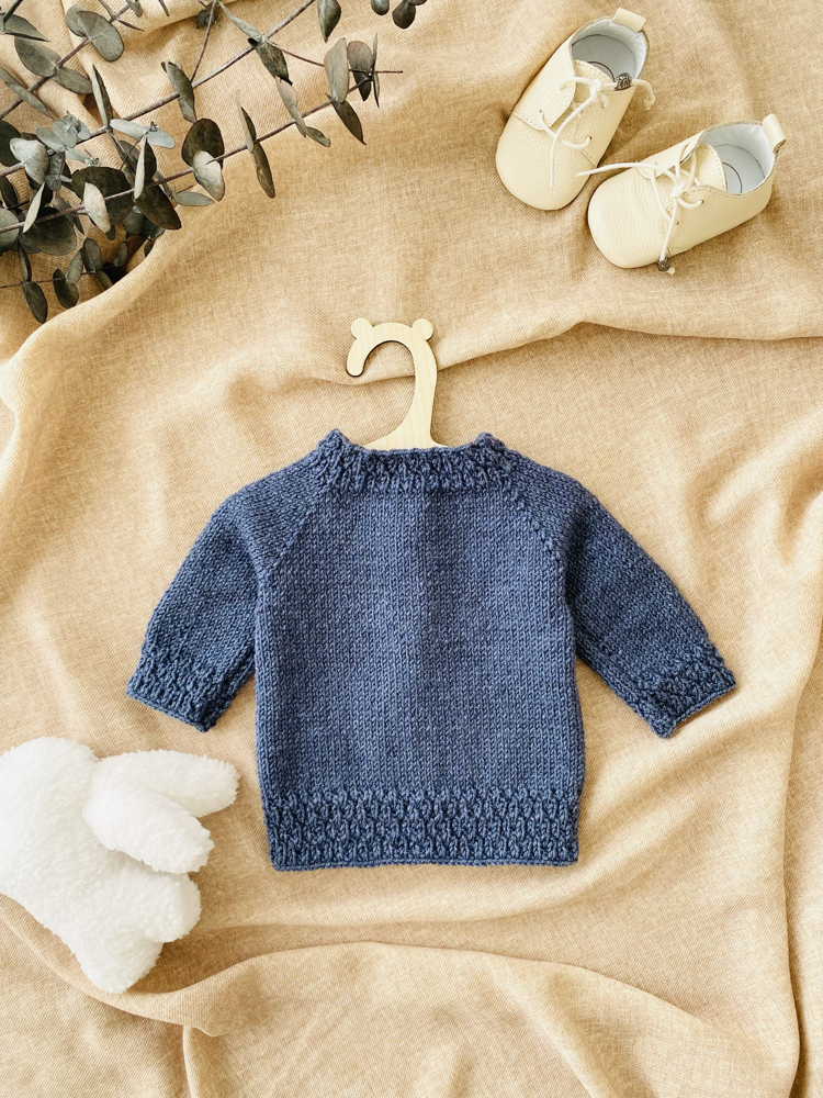 Cove Koleksiyonu Denim Mavi El Örgüsü Bebek Hırkası