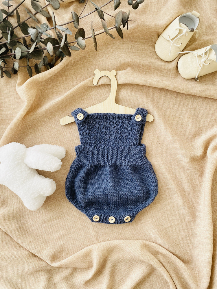 Cove Koleksiyonu Denim Mavisi El Örgüsü Bebek Salopet