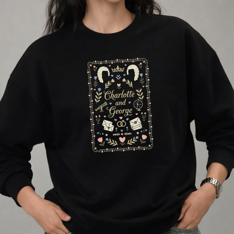 Bridgerton Baskılı Siyah Sweatshirt