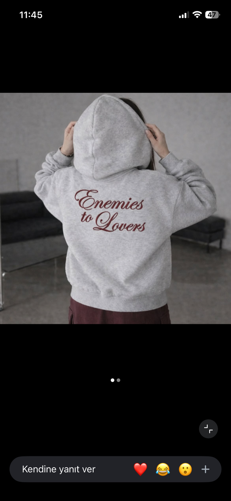 Enemies to lovers arka nakışlı Fermuarlı Hoodie