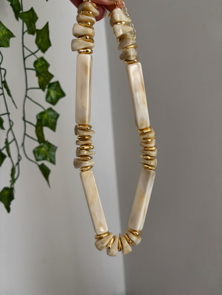 Bej Gold Kemik Kolye