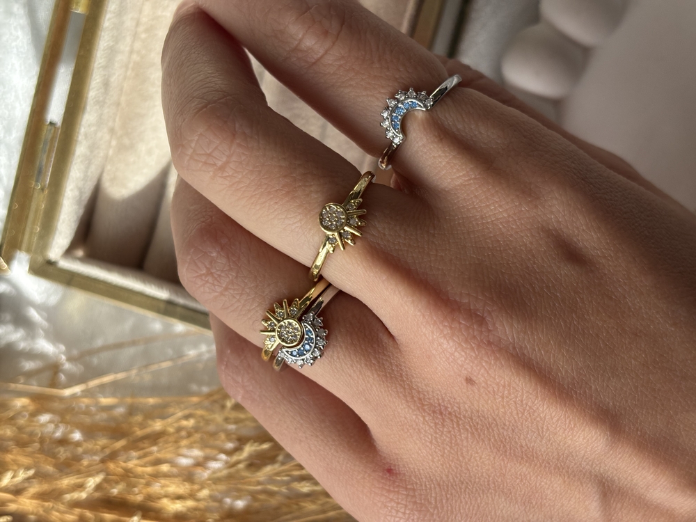 Pandora Model Güneş Ay İkili Yüzük Set