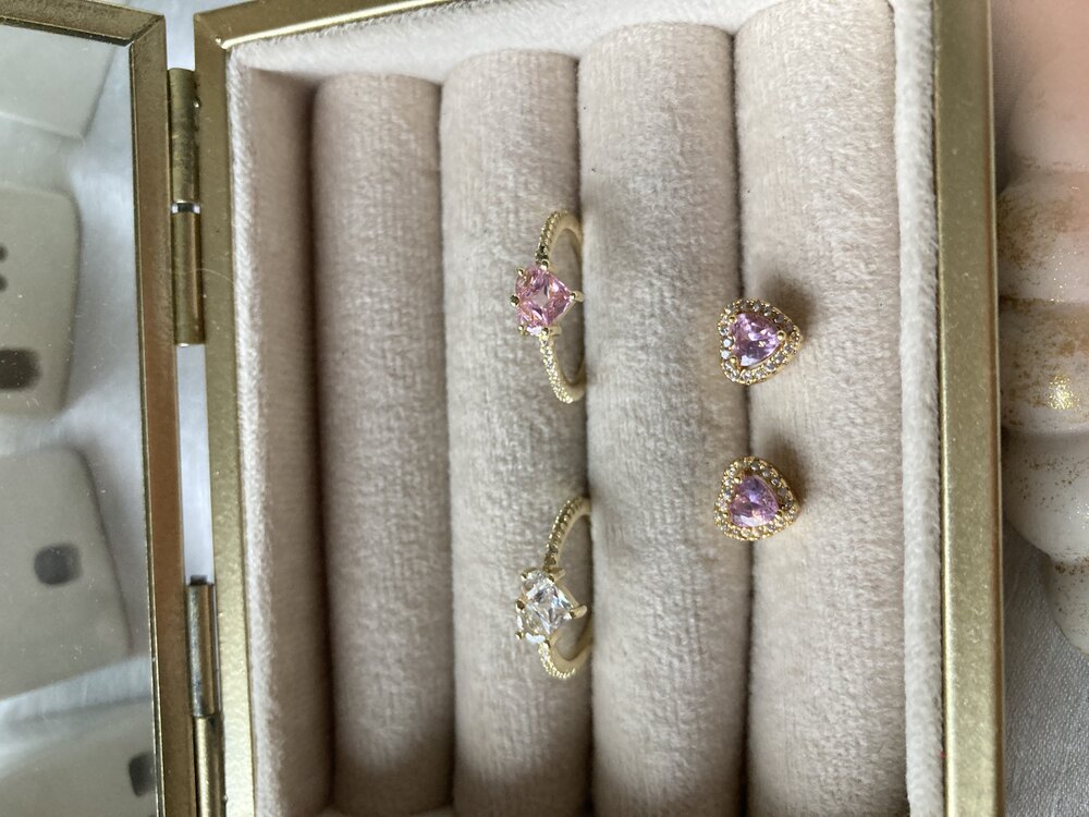 Pembe Taşlı Kalp Pandora Yüzük