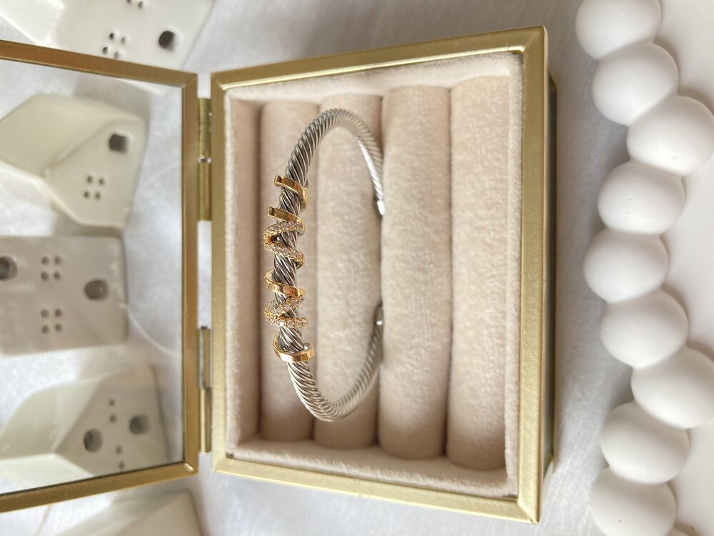 Gold Sarmallı Gümüş Çelik Kelepçe