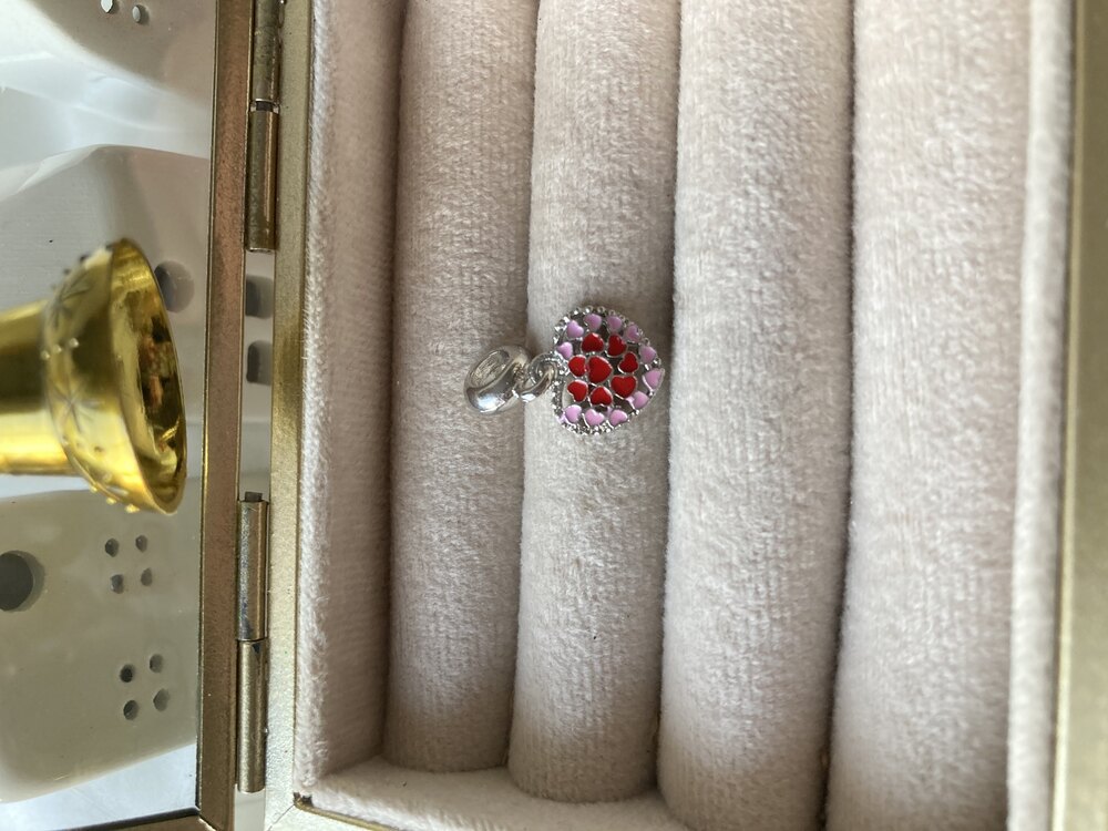 Kırmızı, Pembe Mineli Kalp Pandora Charm