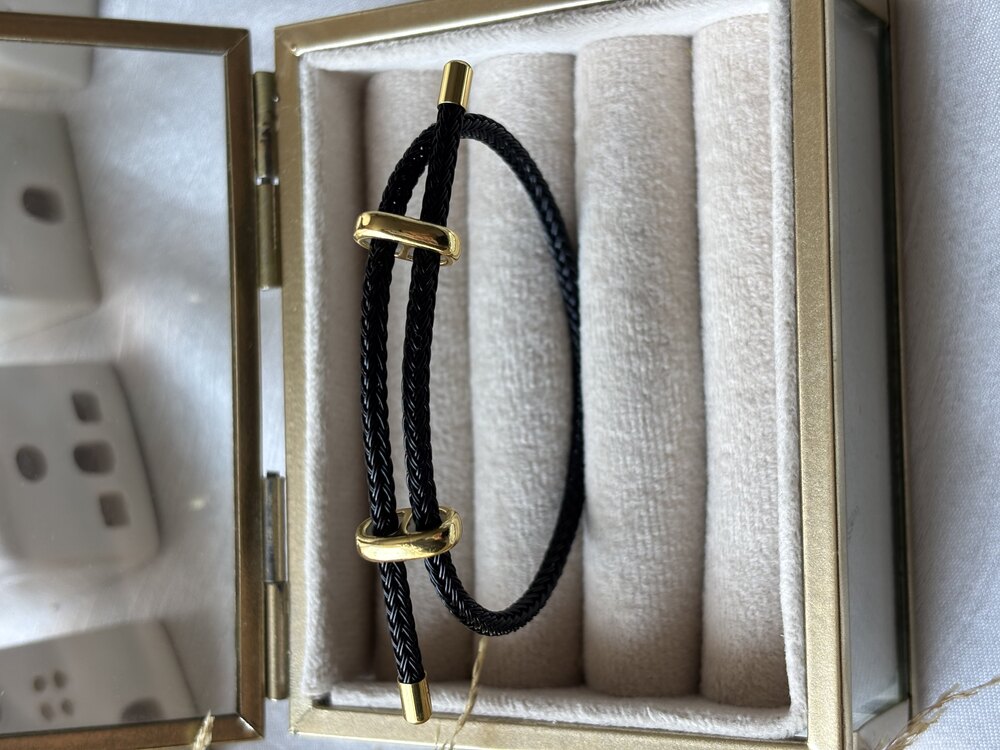 Tek Renk Gold Kemerli Çift Sıra Asansörlü Örgü Bileklik