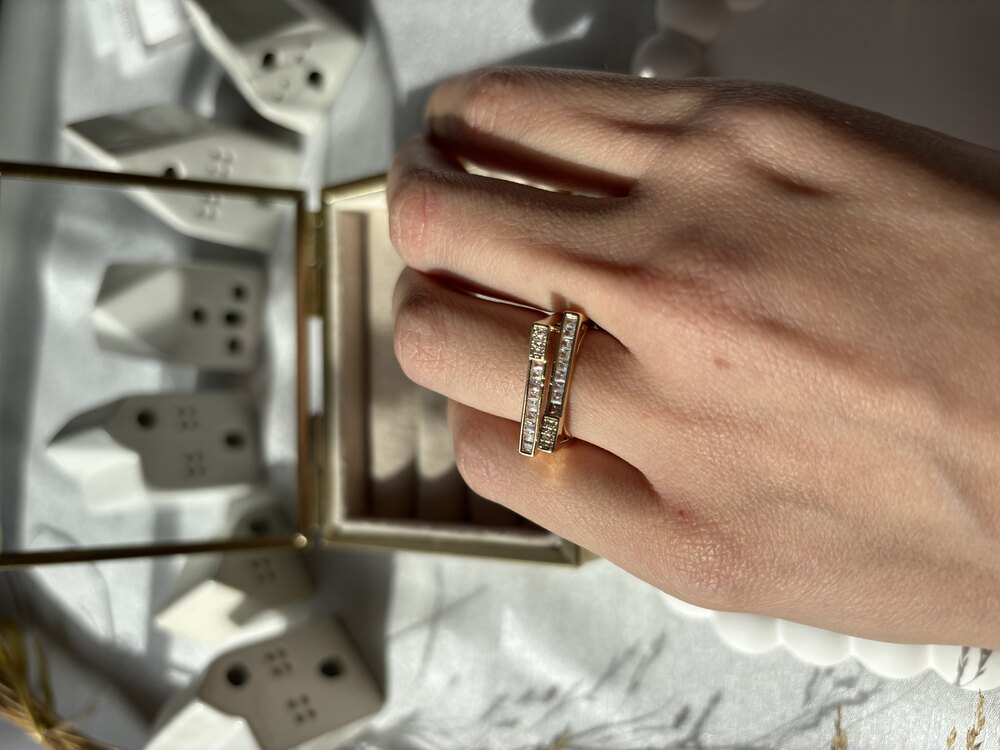 Taşlı 2 Sıra Tasarım Yüzük