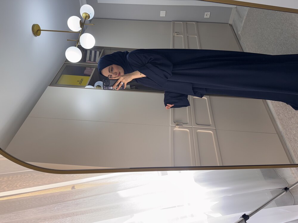 Lacivert melek abaya takım