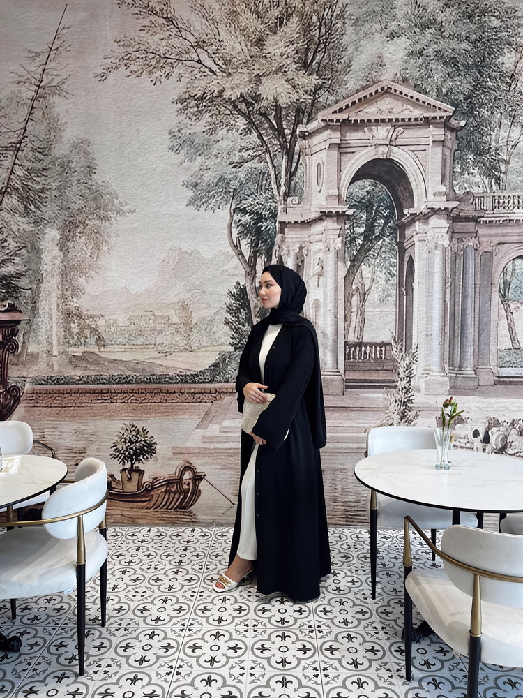 Siyah Çıtçıtlı abaya takım