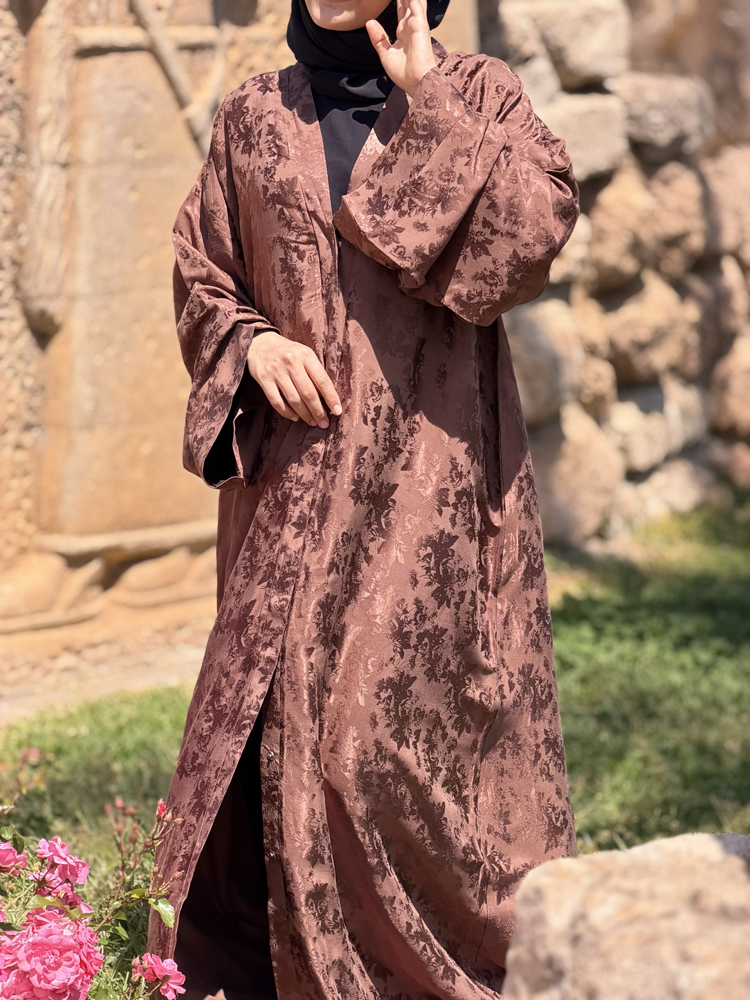 Kahve İpek jakar abaya