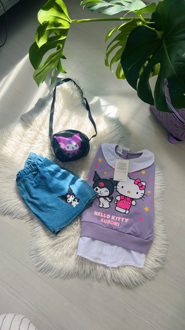 Kuromi ve Hello Kitty Çantalı Takım