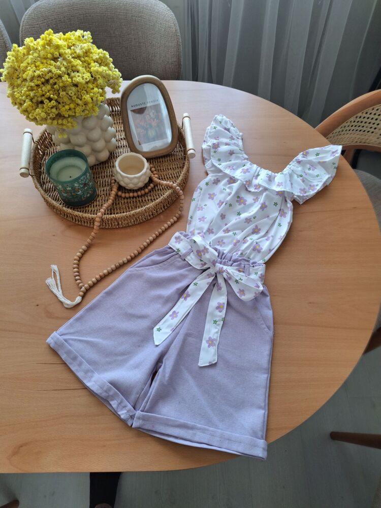 Şortlu kız çocuk takım Lila 2/5 yaş