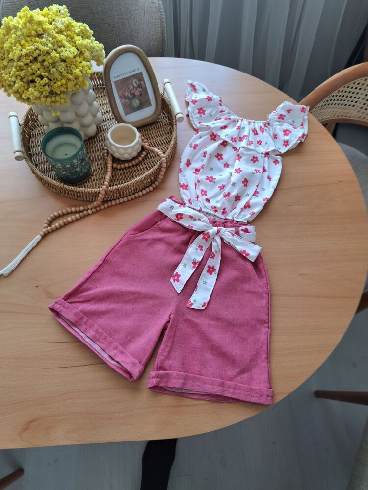 Şortlu kız çocuk takım Pembe-2/5 yaş